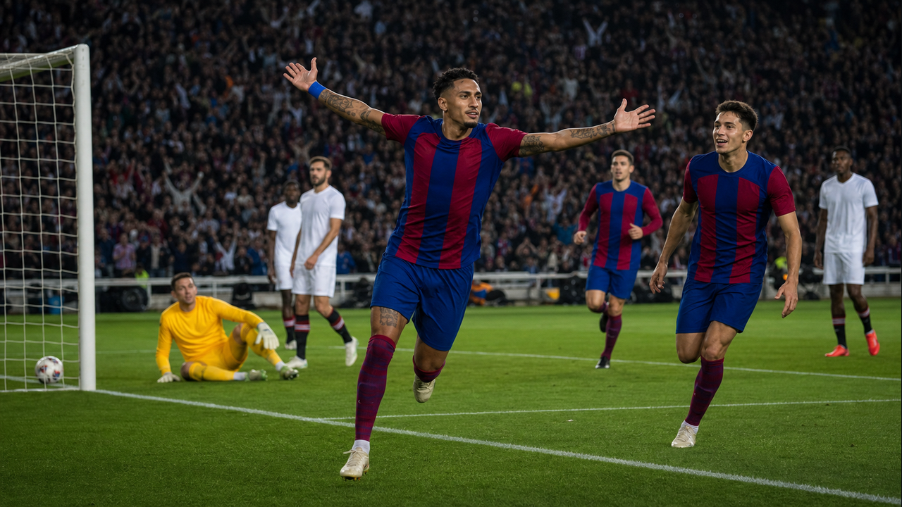 Hat Trick for Raphinha as Barcelona Beats Sevilla to Stay Four Points Clear of Madrid